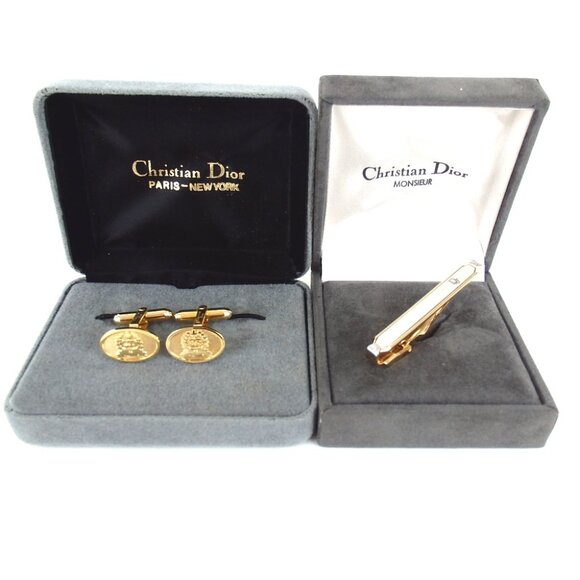 Authentic Christian Dior Set of 2 Cufflinks cuffs metal[Used] - Picture 1 of 9